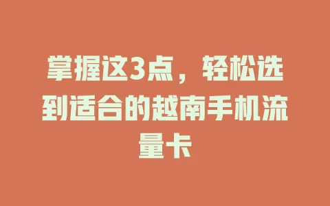 掌握这3点，轻松选到适合的越南手机流量卡