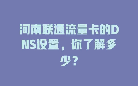 河南联通流量卡的DNS设置，你了解多少？