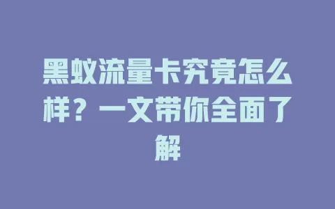 黑蚁流量卡究竟怎么样？一文带你全面了解