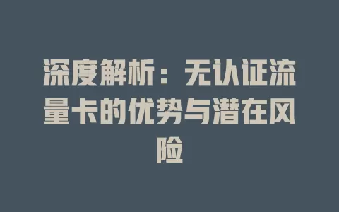 深度解析：无认证流量卡的优势与潜在风险