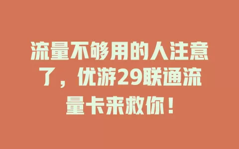 流量不够用的人注意了，优游29联通流量卡来救你！
