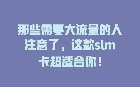 那些需要大流量的人注意了，这款slm卡超适合你！