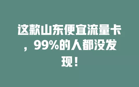 这款山东便宜流量卡，99%的人都没发现！