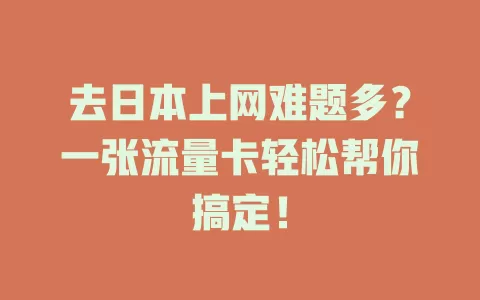 去日本上网难题多？一张流量卡轻松帮你搞定！