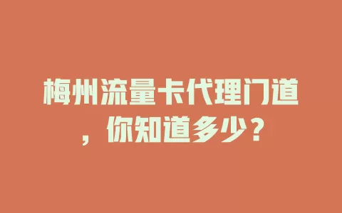 梅州流量卡代理门道，你知道多少？