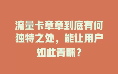 流量卡章章到底有何独特之处，能让用户如此青睐？