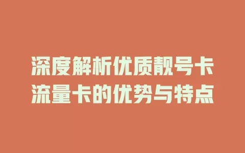深度解析优质靓号卡流量卡的优势与特点