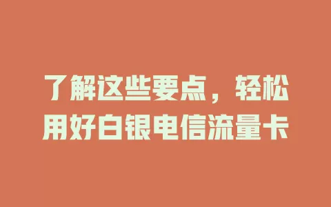 了解这些要点，轻松用好白银电信流量卡