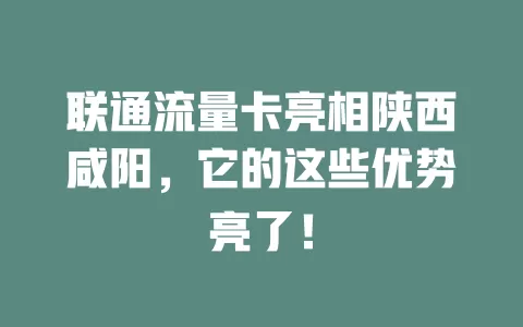 联通流量卡亮相陕西咸阳，它的这些优势亮了！