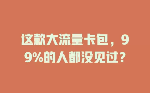 这款大流量卡包，99%的人都没见过？