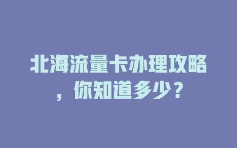 北海流量卡办理攻略，你知道多少？