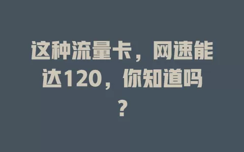 这种流量卡，网速能达120，你知道吗？