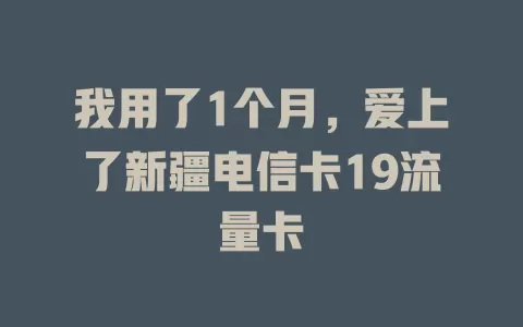 我用了1个月，爱上了新疆电信卡19流量卡