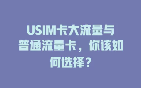 USIM卡大流量与普通流量卡，你该如何选择？