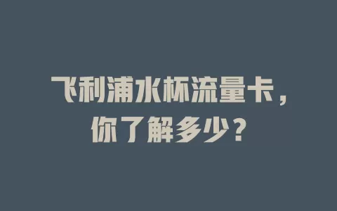 飞利浦水杯流量卡，你了解多少？