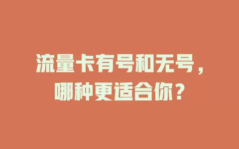 流量卡有号和无号，哪种更适合你？