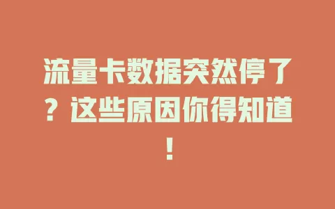 流量卡数据突然停了？这些原因你得知道！