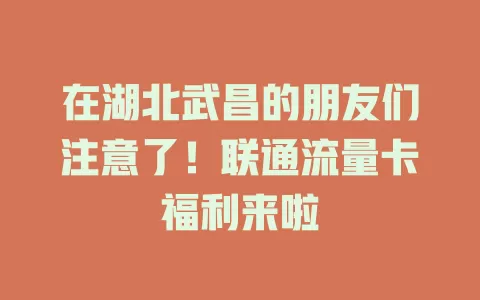 在湖北武昌的朋友们注意了！联通流量卡福利来啦