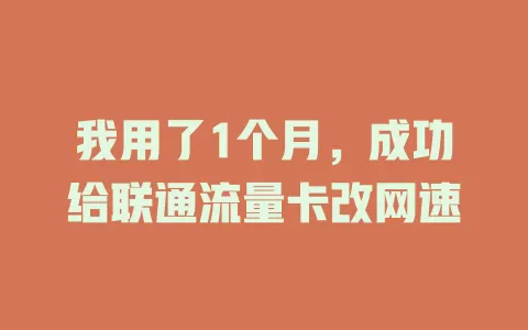 我用了1个月，成功给联通流量卡改网速