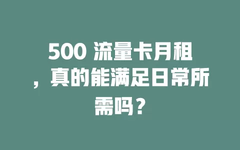 500 流量卡月租，真的能满足日常所需吗？
