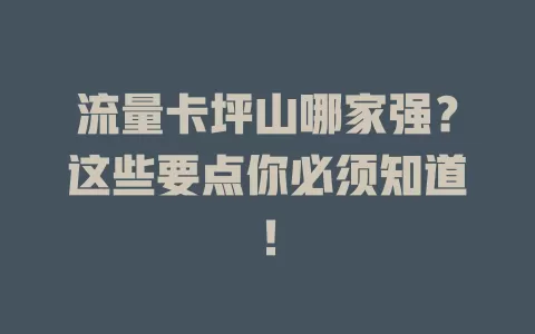 流量卡坪山哪家强？这些要点你必须知道！