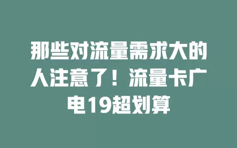 那些对流量需求大的人注意了！流量卡广电19超划算
