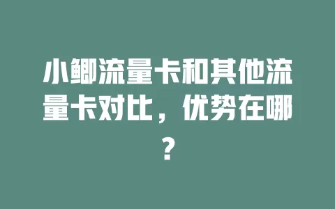 小鲫流量卡和其他流量卡对比，优势在哪？