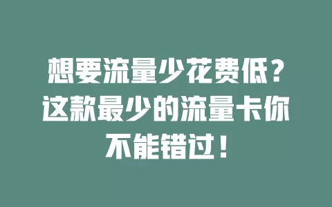 想要流量少花费低？这款最少的流量卡你不能错过！