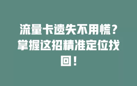 流量卡遗失不用慌？掌握这招精准定位找回！