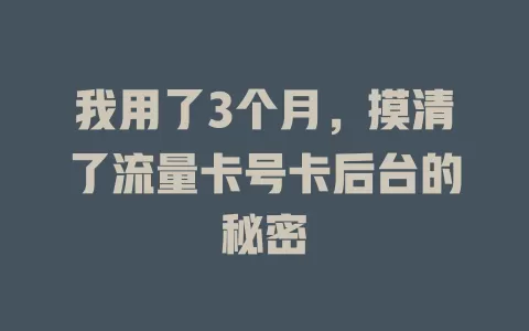 我用了3个月，摸清了流量卡号卡后台的秘密