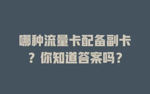 哪种流量卡配备副卡？你知道答案吗？