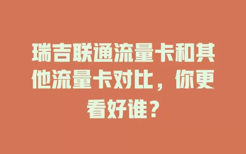 瑞吉联通流量卡和其他流量卡对比，你更看好谁？