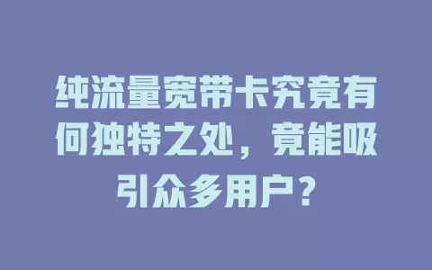 纯流量宽带卡究竟有何独特之处，竟能吸引众多用户？