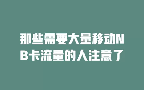 那些需要大量移动NB卡流量的人注意了