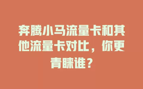 奔腾小马流量卡和其他流量卡对比，你更青睐谁？