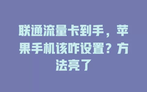 联通流量卡到手，苹果手机该咋设置？方法亮了