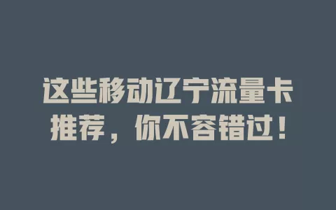 这些移动辽宁流量卡推荐，你不容错过！