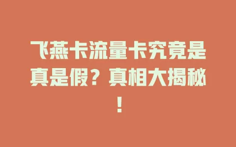 飞燕卡流量卡究竟是真是假？真相大揭秘！