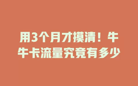 用3个月才摸清！牛牛卡流量究竟有多少