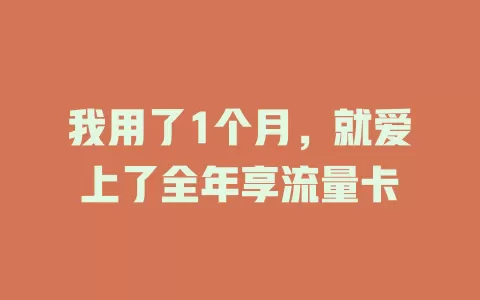 我用了1个月，就爱上了全年享流量卡