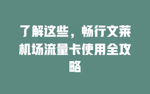 了解这些，畅行文莱机场流量卡使用全攻略