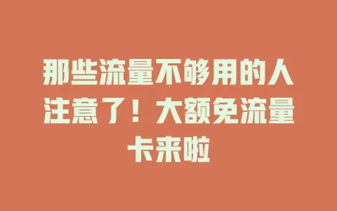 那些流量不够用的人注意了！大额免流量卡来啦