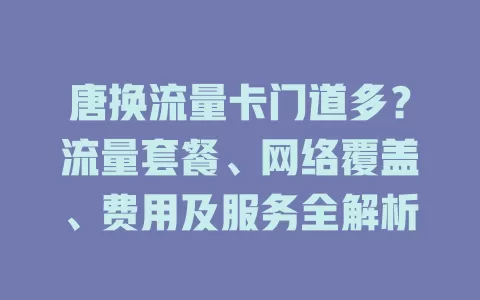 唐换流量卡门道多？流量套餐、网络覆盖、费用及服务全解析