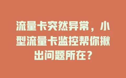流量卡突然异常，小型流量卡监控帮你揪出问题所在？