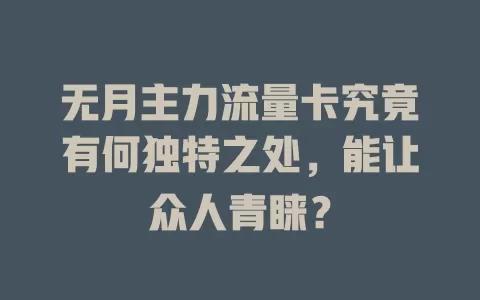 无月主力流量卡究竟有何独特之处，能让众人青睐？