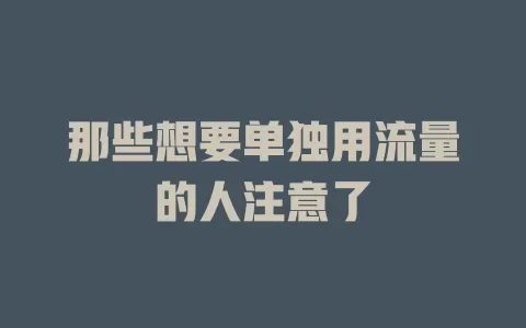 那些想要单独用流量的人注意了