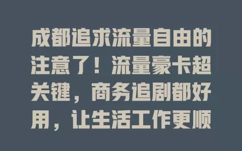 成都追求流量自由的注意了！流量豪卡超关键，商务追剧都好用，让生活工作更顺畅