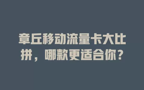 章丘移动流量卡大比拼，哪款更适合你？