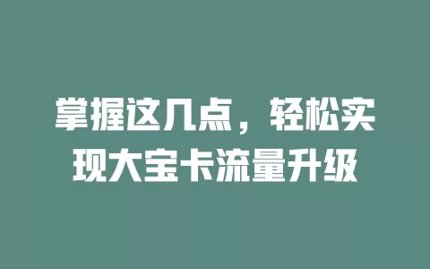 掌握这几点，轻松实现大宝卡流量升级