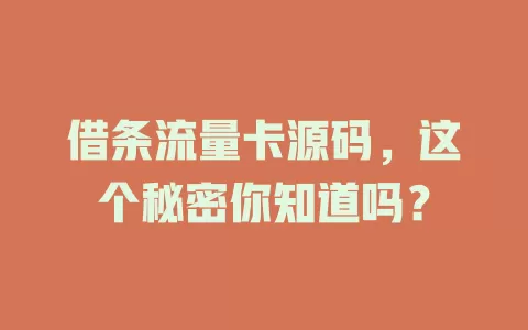 借条流量卡源码，这个秘密你知道吗？